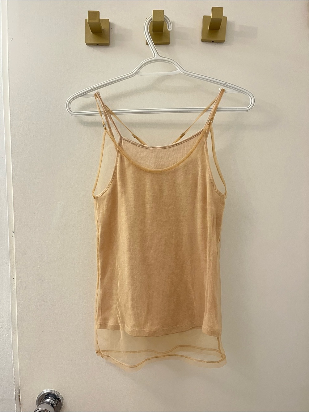 Zara Sheer Double Layer Tank Top - Beige